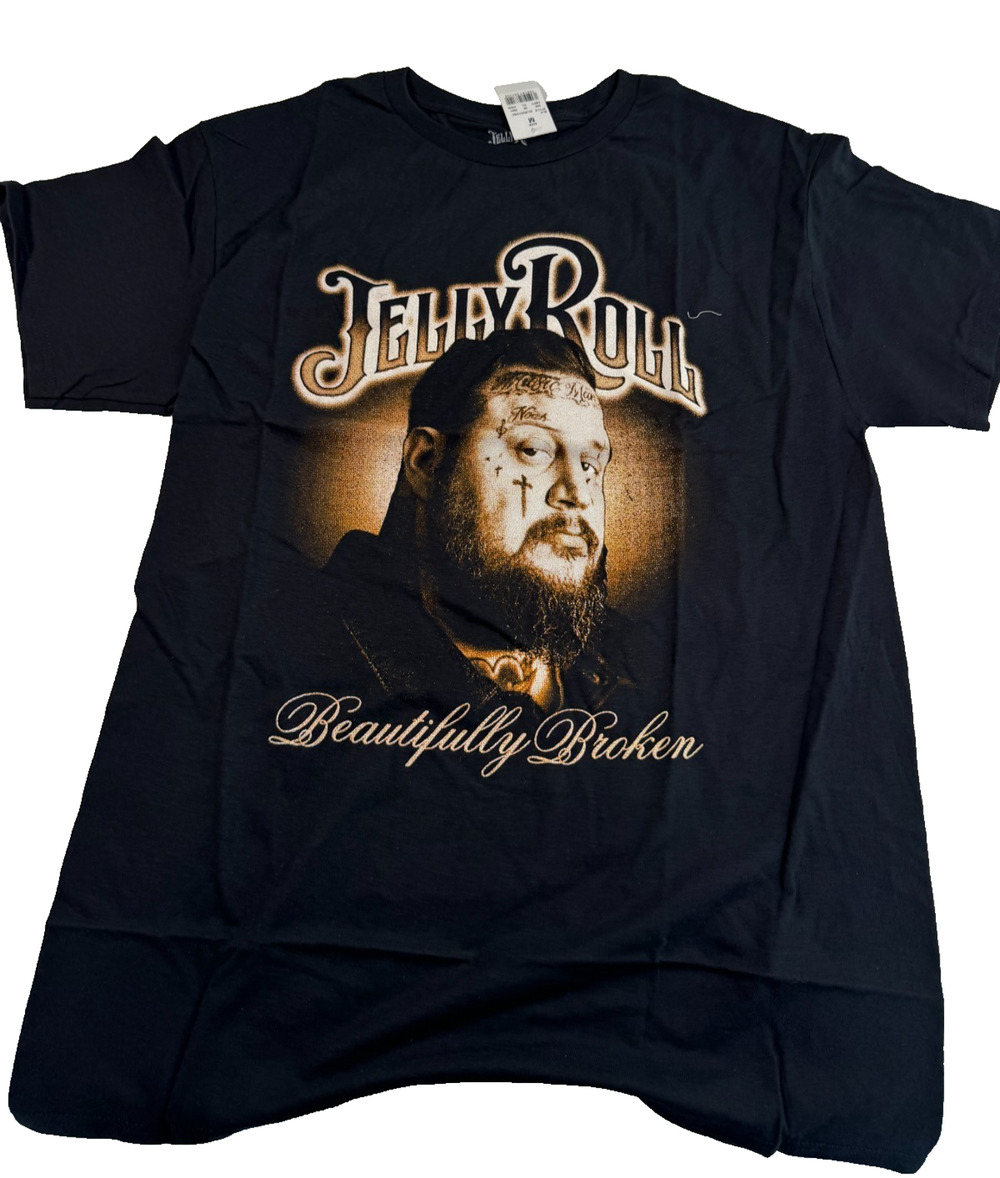 Jelly Roll Women's Broken Short Sleeve Graphic T-Shirt Size Medium Black